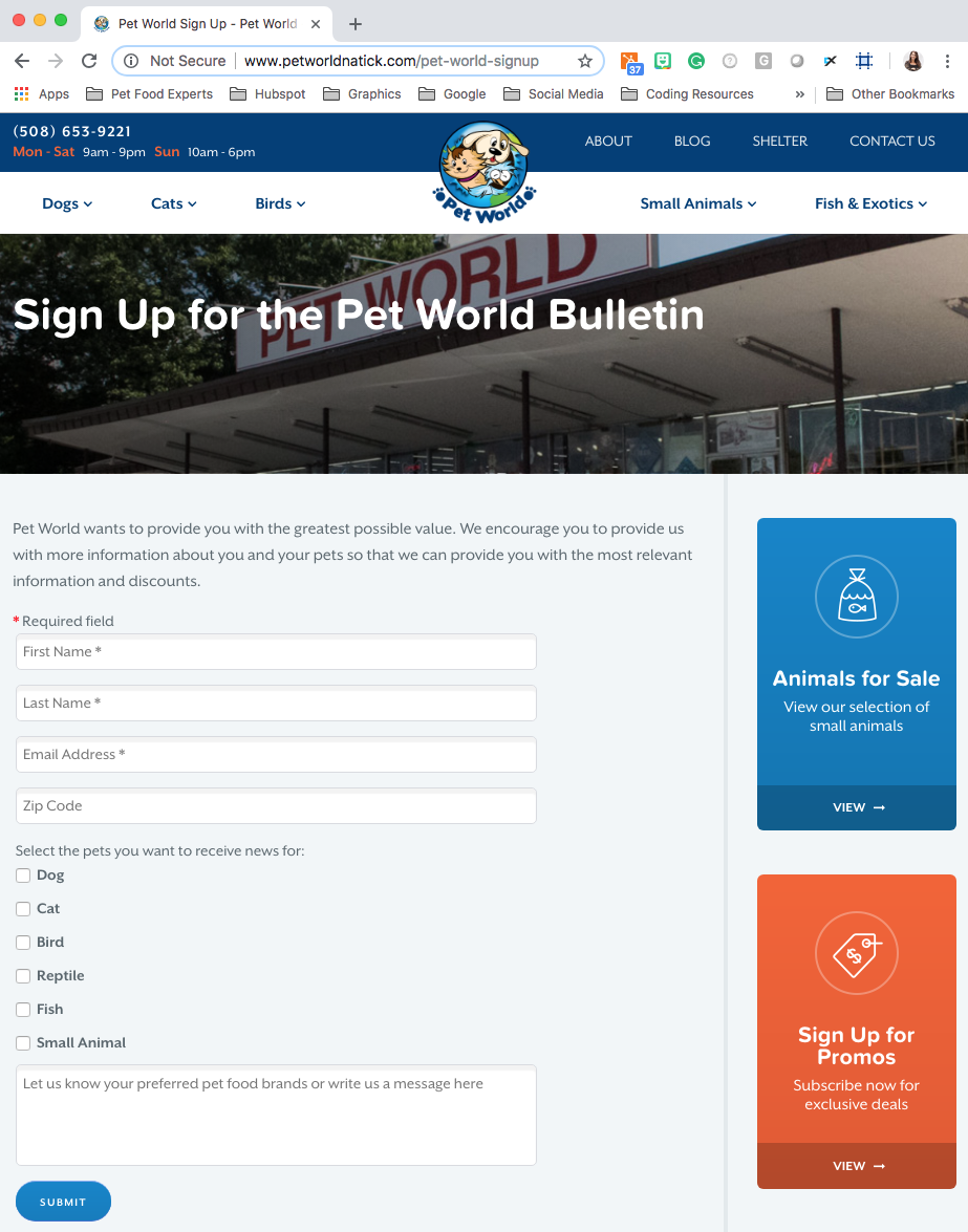 Pet World Website